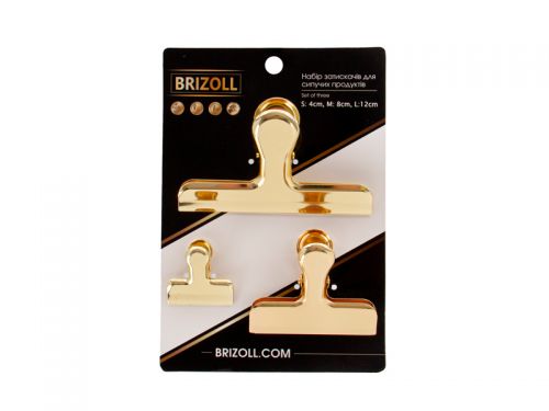 Набір із 3-х затискачів для сипучих продуктів 4 см, 7 см, 13 см