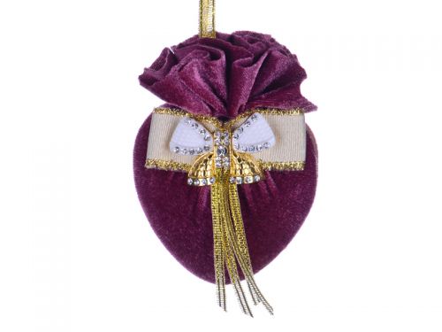 Ялинкова прикраса  серце з брошкою бант 