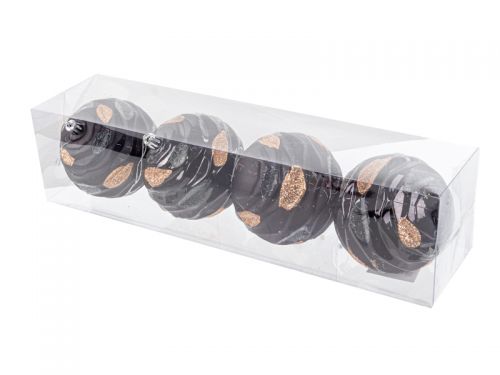 Набір ялинкових прикрас 4 штук 10 см чорний із золотом (пластик)