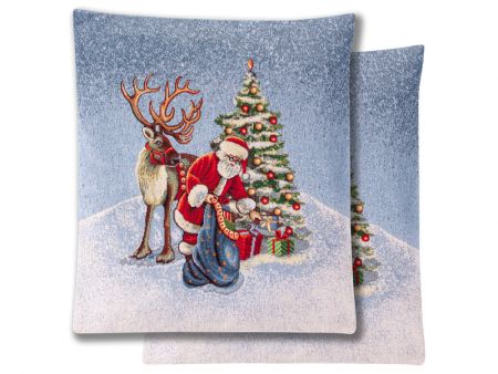 Наволочка новорічна гобеленова з люрексом 