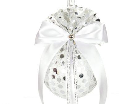 Ялинкова куля Ø 8 см срiбна с атласним бантом 
