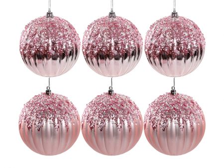Набір ялинкових прикрас із 6 штук 10 см рожевий (пластик)