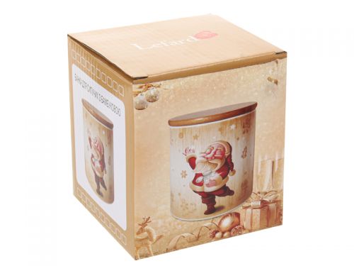 Банка для сипучих продуктів з бамбуковою кришкою "Санта" 450мл 10х10х11см