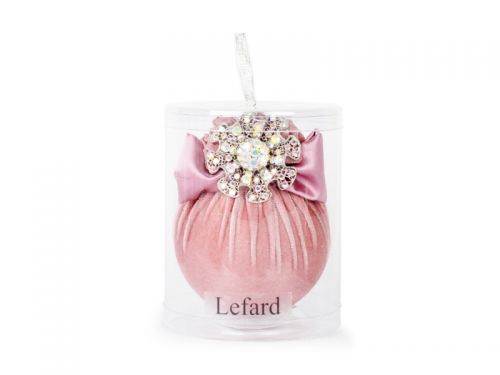 Ялинкова куля Ø 10 см з срібною брошкою "Рожева перлина"