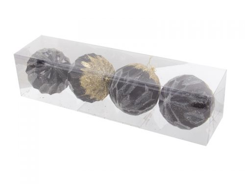 Набір ялинкових прикрас 4 штук 10 см чорний із золотом (пластик)