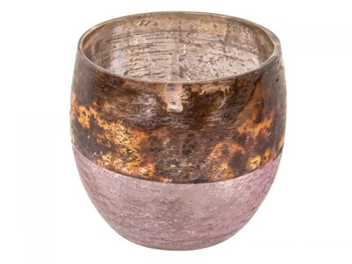 Скляний свічник декоративний 9x10см рожевий