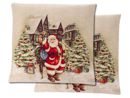 Наволочка новорічна гобеленова з люрексом 