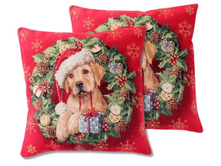 Наволочка новорічна гобеленова з люрексом 