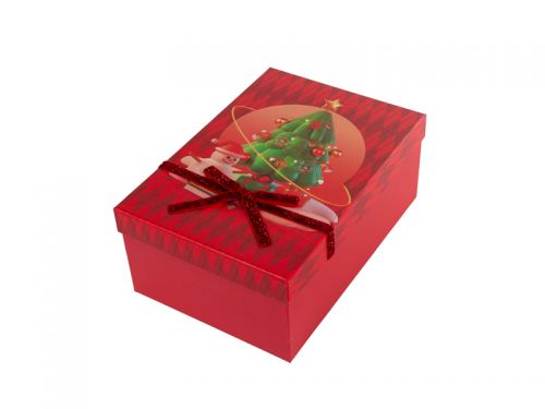 Подарункова коробка прямокутна новорічна 19,5х12х6,5 см.