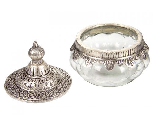 Скляна декоративна банка з металевою кришкою 9x9 см