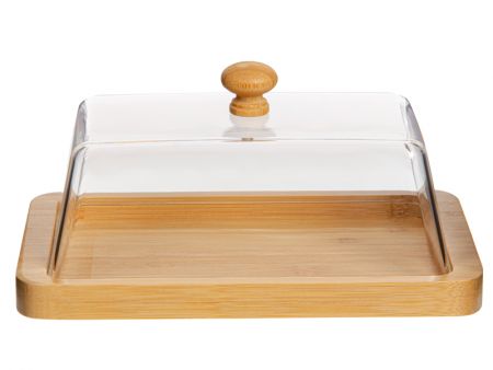Блюдо з кришкою 21х12,5 см (бамбук/акрил)
