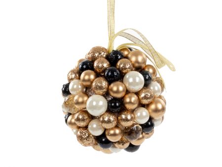 Ялинкова прикраса 15 см чорна з золотом (пластик)