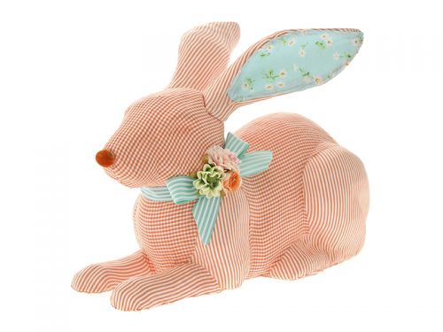 Великодній декор помаранчевий кролик з тканиною 43x20x26 см