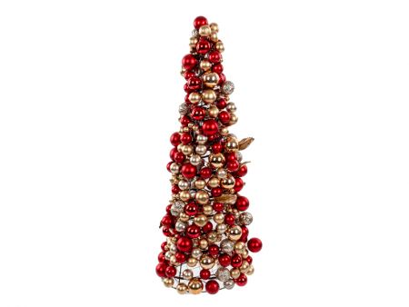 Ялинка декоративна 45 см червона з золотом (пластик)