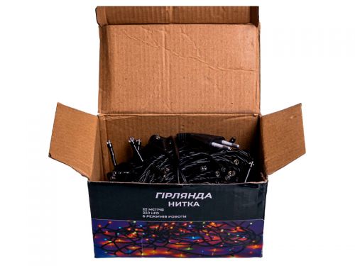 Гірлянда нитка 220 LED 22м чорний провід жовтий (від мережі)