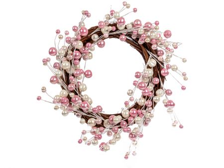 Декоративний вінок 40 см рожевий (пластик)