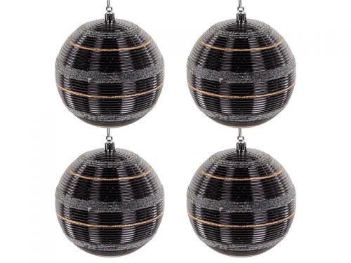 Набір ялинкових прикрас 4 штук 10 см чорний із золотом (пластик)