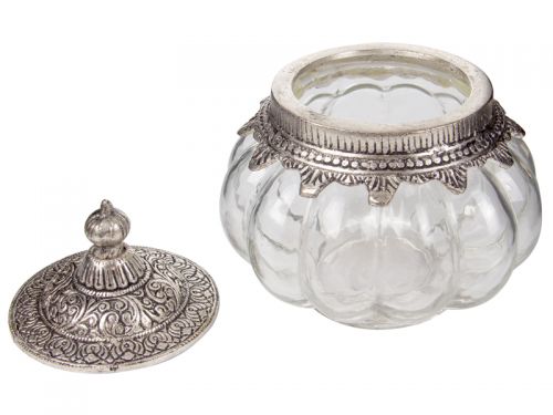 Скляна декоративна банка з металевою кришкою 14x14см