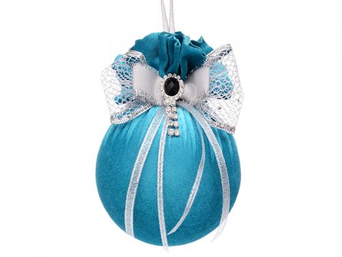 Ялинкова куля Ø 10 см із подвійним бантом  і брошкою 