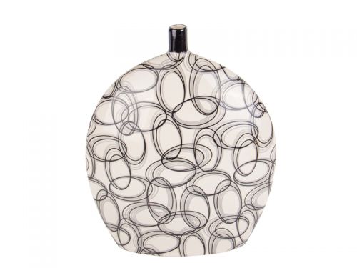 ВАЗА КЕРАМ. З МАЛ., 33,6х27,3х9,5СМ, ОВАЛ. БIЛО-СI