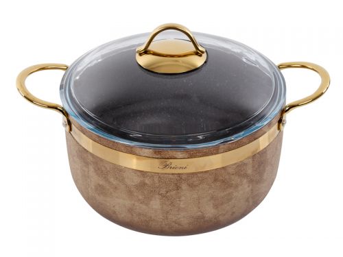 Набiр з 4 пр. Brioni "Royal Stone Ti̇gereye Gold" (Каструля 18 см 2,5 л/ каструля 24 см 5 л/ сковоро