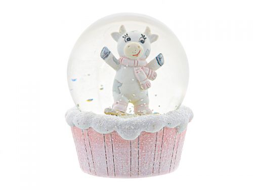 Куля сніговий "Новорічна корівка" 7х7х8см