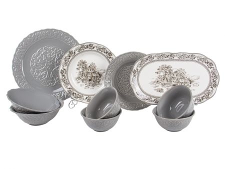 Столовий набір 10 предметів «Вінтаж» (4 салатники 12 см, 2 салатники 16,5 см, тарілка 20 см, тарілка