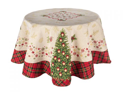 Скатерть гобеленова кругла "Christmas Delight" діам 140см
