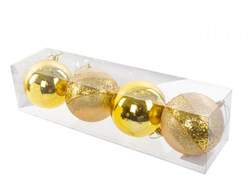 Набір ялинкових прикрас 4 штук 10 см золото (пластик)
