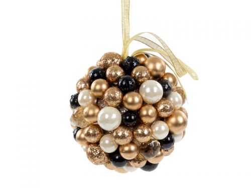 Ялинкова прикраса 15 см чорна з золотом (пластик)