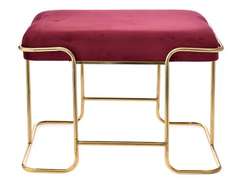 Банкетка металева з велюром бургунди 61 х 42 х 43см