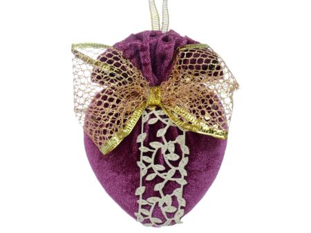 Ялинкова прикраса  серце з золотим бантом 