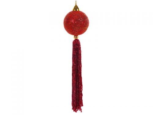 Прикраса декоративна 5см куля підвіска червона 17 см