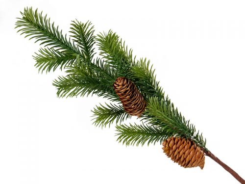 Гілка декоративна хвойна з шишками 52 см (пластик)
