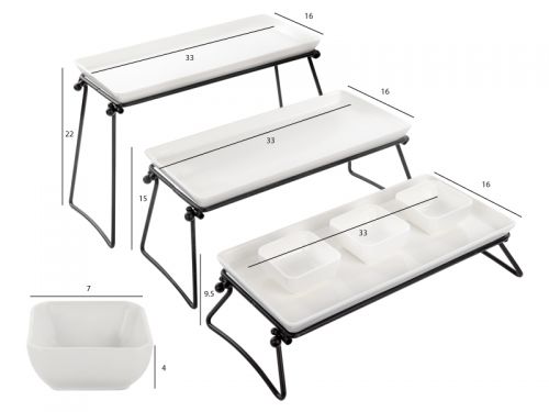 Набір з 3-х сервирувальних блюд на підставці