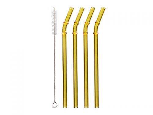 Набір трубочок 4 шт з йоржиком для коктейлів (скло)