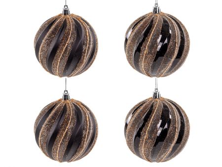 Набір ялинкових прикрас 4 штук 10 см чорний із золотом (пластик)