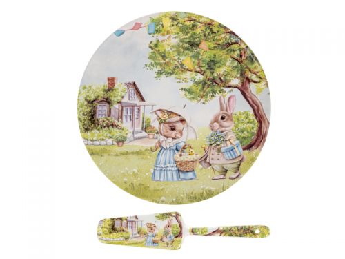 Блюдо для торта з лопаткою "Кроличі Історіі" 26см