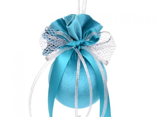 Ялинкова куля Ø 8 см із подвійним бантом  і брошкою 