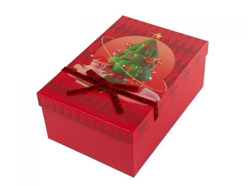Подарункова коробка прямокутна новорічна 23х16х9,5 см.