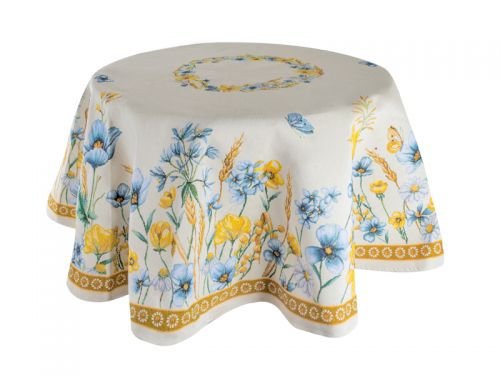 Скатертина гобелен кругла "Колоски" діам 140см