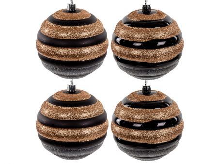 Набір ялинкових прикрас 4 штук 10 см чорний із золотом (пластик)