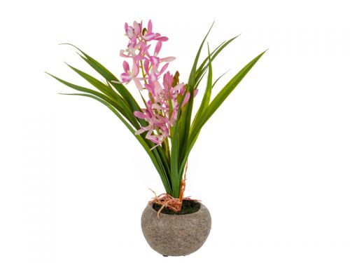 Штучна рослина Орхідея рожева 40х10х30 см (пластик / поліестр / цемент)