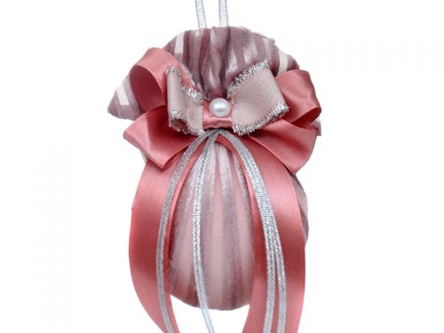 Ялинкова куля Ø 8 см з двойним бантом i перлиною 