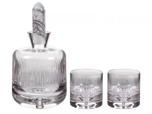 Набір для горілки штоф і 2 чарки (Скло / мармур) на підносі