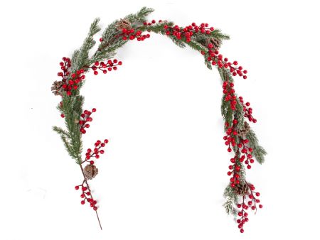 Гілка декоративна хвойна з ягідками 160 см (пластик)