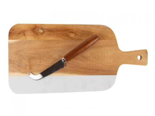 Дошка обробна і ніж для сиру 35х17х1 см (дерево/мармур)