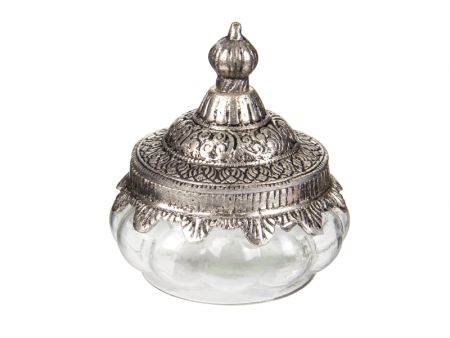 Скляна декоративна банка з металевою кришкою 9x9 см