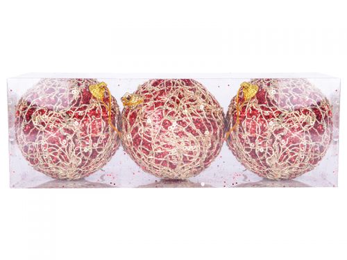 Набір ялинкових кульок 3шт, 8см.