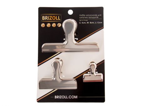 Набір із 3-х затискачів для сипучих продуктів 4 см, 7 см, 13 см